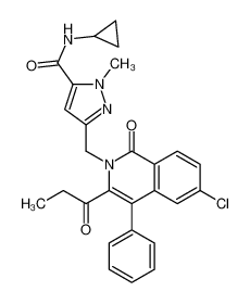 3-[(6-Chloro-1-oxo-4-phenyl-3-propionyl-2(1H)-isoquinolinyl)methy l]-N-cyclopropyl-1-methyl-1H-pyrazole-5-carboxamide