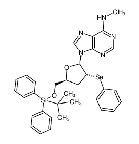 141684-83-5 N6-methyl-9-(5-O-(tert-butyldiphenylsilyl)-3-deoxy-2-Se-phenyl-2-seleno-β-D-erythro-pentofuranosyl)adenine