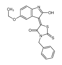 (5Z)-3-benzyl-5-(5-ethoxy-2-oxo-1H-indol-3-ylidene)-2-sulfanylidene-1,3-thiazolidin-4-one 6503-75-9