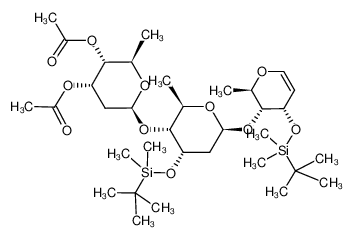 389860-87-1 (2R,3R,4S,6S)-6-(((2R,3R,4S,6S)-4-((tert-butyldimethylsilyl)oxy)-6-(((2R,3R,4S)-4-((tert-butyldimethylsilyl)oxy)-2-methyl-3,4-dihydro-2H-pyran-3-yl)oxy)-2-methyltetrahydro-2H-pyran-3-yl)oxy)-2-methyltetrahydro-2H-pyran-3,4-diyl diacetate