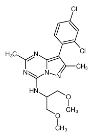 8-(2,4-Dichlorophenyl)-N-(1,3-dimethoxy-2-propanyl)-2,7-dimethylp yrazolo[1,5-a][1,3,5]triazin-4-amine 202578-52-7