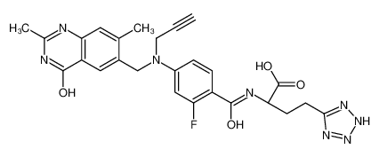 (2R)-2-[[4-[(2,7-dimethyl-4-oxo-1H-quinazolin-6-yl)methyl-prop-2-ynylamino]-2-fluorobenzoyl]amino]-4-(2H-tetrazol-5-yl)butanoic acid 153537-74-7