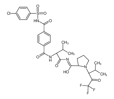 N-[(4-Chlorophenyl)sulfonyl]-N'-[(2S)-3-methyl-1-oxo-1-{[1-(1,1,1 -trifluoro-4-methyl-2-oxo-3-pentanyl)-L-prolyl]amino}-2-butanyl]t erephthalamide 105080-50-0