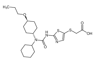 {2-[3-cyclohexyl-3-(trans-4-propoxy-cyclohexyl)-ureido]-thiazol-5-ylsulfanyl}-acetic acid 859525-02-3