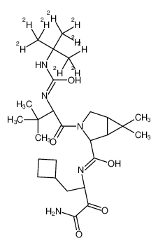 (1R,2S,5S)-N-(4-amino-1-cyclobutyl-3,4-dioxobutan-2-yl)-3-[(2S)-2-[[1,1,1,3,3,3-hexadeuterio-2-(trideuteriomethyl)propan-2-yl]carbamoylamino]-3,3-dimethylbutanoyl]-6,6-dimethyl-3-azabicyclo[3.1.0]hexane-2-carboxamide 1256751-11-7