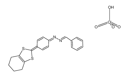 N-[1-Phenyl-meth-(E)-ylidene]-N'-[4-(4,5,6,7-tetrahydro-benzo[1,3]dithiol-2-ylidene)-cyclohexa-2,5-dienylidene]-hydrazine; compound with perchloric acid 100983-71-9