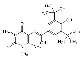 N-(4-amino-1,3-dimethyl-2,6-dioxopyrimidin-5-yl)-3,5-ditert-butyl-4-hydroxybenzamide 595558-79-5