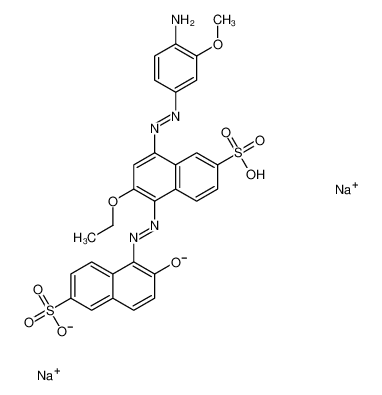 Disodium 8-[(4-amino-3-methoxyphenyl)diazenyl]-6-ethoxy-5-[(2-hyd roxy-6-sulfonato-1-naphthyl)diazenyl]-2-naphthalenesulfonate 6226-70-6