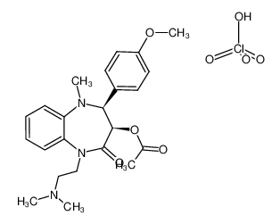 cis-3-acetoxy-1-<2-(dimethylamino)ethyl>-4-(4-methoxyphenyl)-5-methyl-1,3,4,5-tetrahydro-2H-1,5-benzodiazepin-2-one perchlorate 100597-31-7