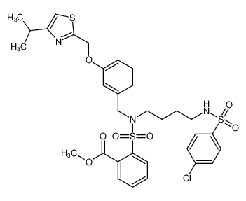 methyl 2-(N-(4-((4-chlorophenyl)sulfonamido)butyl)-N-(3-((4-isopropylthiazol-2-yl)methoxy)benzyl)sulfamoyl)benzoate 217801-26-8