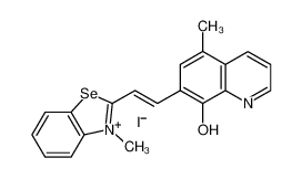 (7E)-5-methyl-7-[(2E)-2-(3-methyl-1,3-benzoselenazol-2-ylidene)ethylidene]quinolin-1-ium-8-one,iodide 13848-03-8