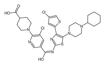 570406-98-3 1-[3-氯-5-[[[4-(4-氯-2-噻吩基)-5-(4-环己基-1-哌嗪基)-2-噻唑基]氨基]羰基]-2-吡啶基]-4-哌啶羧酸
