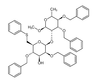 1361383-34-7 2,4-di-O-benzyl-6-deoxy-6-thiophenyl-β-D-mannopyranosyl-(1->2)-(methyl 3,4-di-O-benzyl-6-deoxy-α-D-mannopyranoside)