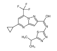 5-Cyclopropyl-N-(5-isopropyl-1,3,4-thiadiazol-2-yl)-7-(trifluorom ethyl)pyrazolo[1,5-a]pyrimidine-2-carboxamide