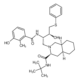 1025935-06-1 (3S,4aS,8aS)-2-[(2S,3S)-3-Hydroxy-2-(3-hydroxy-2-methyl-benzoylamino)-4-phenylsulfanyl-butyl]-decahydro-isoquinoline-3-carboxylic acid tert-butylamide