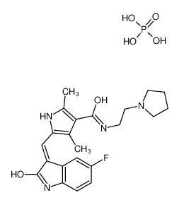 5-[(Z)-(5-fluoro-2-oxo-1H-indol-3-ylidene)methyl]-2,4-dimethyl-N-(2-pyrrolidin-1-ylethyl)-1H-pyrrole-3-carboxamide,phosphoric acid 874819-74-6