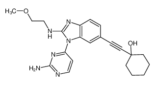 1-[2-[1-(2-aminopyrimidin-4-yl)-2-[(2-methoxyethyl)amino]-1H-1,3-benzodiazol-6-yl]ethynyl]cyclohexan-1-ol 1394121-05-1