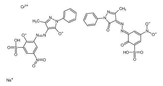 sodium,chromium(3+),3-(dioxidoamino)-5-[(3-methyl-5-oxo-1-phenylpyrazol-4-ylidene)hydrazinylidene]-6-oxocyclohexa-1,3-diene-1-sulfonate,hydron,3-[(3-methyl-5-oxido-1-phenylpyrazol-4-yl)diazenyl]-5-nitro-2-oxidobenzenesulfonate 73324-04-6