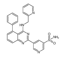 5-(5-phenyl-4-((pyridin-2-ylmethyl)amino)quinazolin-2-yl)pyridine-3-sulfonamide 1272353-82-8