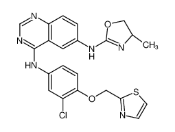 4-N-[3-chloro-4-(1,3-thiazol-2-ylmethoxy)phenyl]-6-N-[(4R)-4-methyl-4,5-dihydro-1,3-oxazol-2-yl]quinazoline-4,6-diamine 845272-21-1