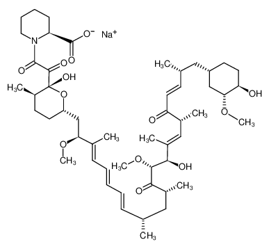 钠(2S)-1-{[(2R,3R,6S)-2-羟基-6-{(2S,3E,5E,7E,9S,11R,13R,14R,15E,17R,19Z,21R)-14-羟基-22-[(1S,3R,4R)-4-羟基-3-甲氧基环己基]-2,13-二甲氧基-3,9,11,15,17,21-六甲基-12,18-二氧代-3,5,7,15,19-二十二五烯-1-基}-3-甲基四氢-2H-吡喃-2-基](氧代)乙酰基}-2-哌啶羧酸酯