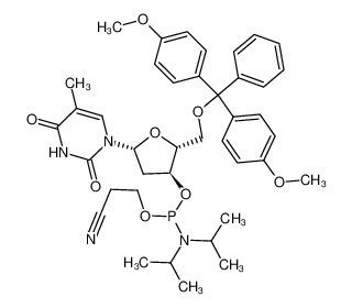 5’-(4,4’-二甲氧基三苯基)-3’-脱氧胸苷 2’-(2-氰乙基-N,N-二异丙基)亚磷酰胺