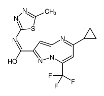 5-Cyclopropyl-N-(5-methyl-1,3,4-thiadiazol-2-yl)-7-(trifluorometh yl)pyrazolo[1,5-a]pyrimidine-2-carboxamide 606096-62-2