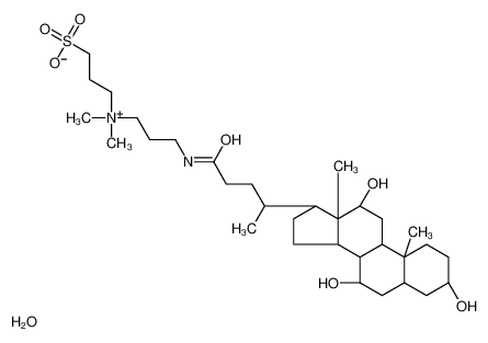 3-[dimethyl-[3-[[(4R)-4-[(3R,7R,8R,9S,10S,12S,13R,14S,17R)-3,7,12-trihydroxy-10,13-dimethyl-2,3,4,5,6,7,8,9,11,12,14,15,16,17-tetradecahydro-1H-cyclopenta[a]phenanthren-17-yl]pentanoyl]amino]propyl]azaniumyl]propane-1-sulfonate,hydrate 331717-45-4