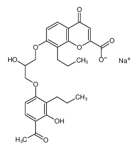 FPL 55712,7-[3-(4-Acetyl-3-hydroxy-2-propylphenoxy)-2-hydroxypropoxy]-4-oxo-8-propyl-4H-1-benzopyran-2-carboxylicacid 40786-08-1