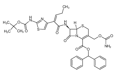 105890-09-3 spectrum, diphenylmethyl 7β-<(Z)-2-(2-tert-butoxycarbonylaminothiazol-4-yl)-2-pentenoylamino>-3-carbamoyloxymethyl-3-cephem-4-carboxylate