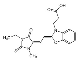 3-[2-[2-(1-ethyl-3-methyl-5-oxo-2-sulfanylideneimidazolidin-4-ylidene)ethylidene]-1,3-benzoxazol-3-yl]propanoic acid 219556-03-3