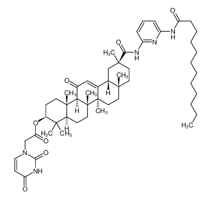 1303945-57-4 (3S,4aR,6aR,6bS,8aS,11S,12aR,14aR,14bS)-11-((6-dodecanamidopyridin-2-yl)carbamoyl)-4,4,6a,6b,8a,11,14b-heptamethyl-14-oxo-1,2,3,4,4a,5,6,6a,6b,7,8,8a,9,10,11,12,12a,14,14a,14b-icosahydropicen-3-yl 2-(2,4-dioxo-3,4-dihydropyrimidin-1(2H)-yl)acetate