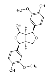 114580-49-3 spectrum, 4-hydroxy-2,6-di(4'-hydroxy-3'-methoxy)phenyl-3,7-dioxabicyclo(3.3.0)octane