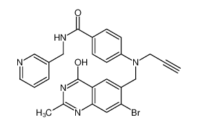 4-[(7-bromo-2-methyl-4-oxo-1H-quinazolin-6-yl)methyl-prop-2-ynylamino]-N-(pyridin-3-ylmethyl)benzamide 206275-15-2