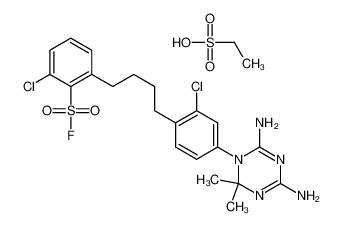 2-chloro-6-[4-[2-chloro-4-(4,6-diamino-2,2-dimethyl-1,3,5-triazin-1-yl)phenyl]butyl]benzenesulfonyl fluoride,ethanesulfonic acid