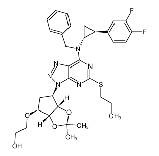 1383715-62-5 2-({(3aR,4S,6R,6aS)-6-[7-{[[N-(IR,2S)-2-(3,4-difluorophenyl)-cyclopropan-1-yl]-N-benzyl]amino}-5-(propylthio)-3H-[1,2,3]triazolo[4,5-d]pyrimidin-3-yl]-2,2-dimethyl-tetrahydro-3aH-cyclopenta[d][1,3]dioxol-4-yl}oxy)ethanol