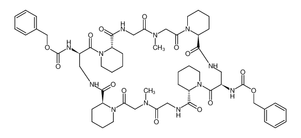 1499188-43-0 dibenzyl ((7R,10aS,22aS,29R,32aS,44aS)-18,40-dimethyl-6,10,16,19,22,28,32,38,41,44-decaoxotetratetracontahydrotetrapyrido[1,2-a:1',2'-j:1'',2''-q:1''',2'''-z][1,4,7,10,13,17,20,23,26,29]decaazacyclodotriacontine-7,29-diyl)dicarbamate