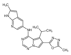 6-(5-methyl-1,3,4-oxadiazol-2-yl)-N-(2-methyl-1H-pyrrolo[2,3-b]pyridin-5-yl)-5-propan-2-ylpyrrolo[2,1-f][1,2,4]triazin-4-amine 651744-16-0