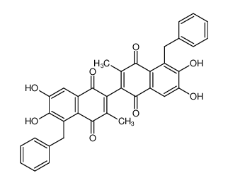 (+/-)-5,5'-dibenzyl-6,6',7,7'-tetrahydroxy-3,3'-dimethyl-2,2'-binaphthyl1,1',4,4'-tetraone