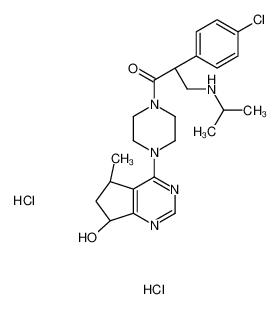 (2S)-2-(4-chlorophenyl)-1-[4-[(5R,7R)-7-hydroxy-5-methyl-6,7-dihydro-5H-cyclopenta[d]pyrimidin-4-yl]piperazin-1-yl]-3-(propan-2-ylamino)propan-1-one,dihydrochloride 1396257-94-5