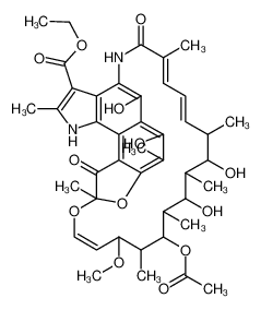 (19S,4Z,6E,8S,16E)-13c-acetoxy-15,6,9c,11t-tetrahydroxy-15t-methoxy-12,7,9,4,8r,10t,12t,14c-octamethyl-110,3-dioxo-19,10-dihydro-11H-18-oxa-2-aza-1(4,9)-furo[3',2':3,4]benzo[1,2-g]indola-cyclooctadecaphane-4,6,16-triene-13-carboxylic acid ethyl ester 21240-39-1