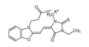 5-{2-[3-(2-CARBOXYETHYL)-2-BENZOXAZOLYLIDENE]ETHYLIDENE}-3-ETHYL-1-METHYL-2-THIOHYDANTOINE POTASSIUM SALT 143269-69-6