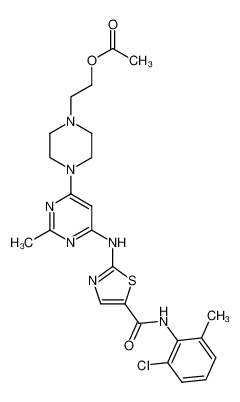 2-(4-(6-((5-((2-chloro-6-methylphenyl)carbamoyl)thiazol-2-yl)amino)-2-methylpyrimidin-4-yl)piperazin-1-yl)ethyl acetate图片