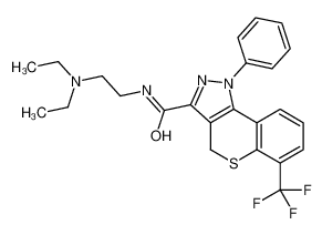 69099-41-8 N-[2-(diethylamino)ethyl]-1-phenyl-6-(trifluoromethyl)-4H-thiochromeno[4,3-c]pyrazole-3-carboxamide