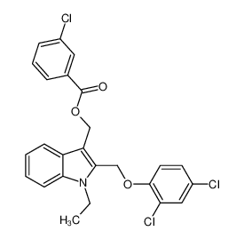 [2-[(2,4-dichlorophenoxy)methyl]-1-ethylindol-3-yl]methyl 3-chlorobenzoate 54186-33-3