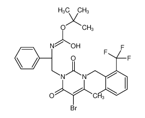 830346-49-1 N-[(1R)-2-[5-溴-3-[[2-氟-6-(三氟甲基)苯基]甲基]-3,6-二氢-4-甲基-2,6-二氧代-1(2H)-嘧啶基]-1-苯基乙基]氨基甲酸叔丁酯