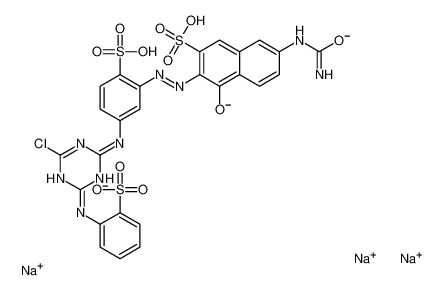 Trisodium 7-(carbamoylamino)-3-{[5-({4-chloro-6-[(2-sulfonatophen yl)amino]-1,3,5-triazin-2-yl}amino)-2-sulfonatophenyl]diazenyl}-4 -hydroxy-2-naphthalenesulfonate 6014-69-3