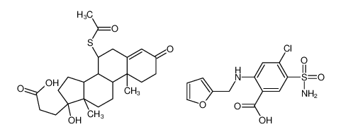 3-[(7R,8R,9S,10R,13S,14S)-7-acetylsulfanyl-17-hydroxy-10,13-dimethyl-3-oxo-2,6,7,8,9,11,12,14,15,16-decahydro-1H-cyclopenta[a]phenanthren-17-yl]propanoic acid,4-chloro-2-(furan-2-ylmethylamino)-5-sulfamoylbenzoic acid 124199-68-4