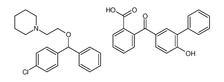 1-[2-[(4-chlorophenyl)-phenylmethoxy]ethyl]piperidine,2-(4-hydroxy-3-phenylbenzoyl)benzoic acid 85187-37-7