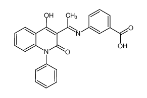 3-(((1E)-1-(4-hydroxy-2-oxo-1-phenyl-1,2-dihydroquinolin-3-yl)ethylidene)amino)benzoic acid (en)Benzoic acid, 3-[[1-(1,2-dihydro-4-hydroxy-2-oxo-1-phenyl-3-quinolinyl)ethylidene]amino]- (en) 864848-58-8